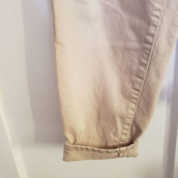 MNG Denim High Rise Pleated Front Cuffed Ankle Beige Jeans - Picture 3 of 9